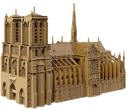 CARTONIC Notre-Dame de Paris 3D-Puzzle aus Karton, 165 Teile, 26 × 26 × 10 cm, aus recycelten Materialien, DIY-Bausatz