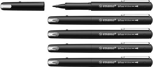 STABILO dr!ver - Premium Felt-Tip Pen - Medium - Pack of 5 - Black