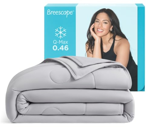 Breescape Cooling Comforter King Size - BlendTek Q-Max>0.46 Tech, Breathable Blanket for Hot Sleepers & Night Sweats Relief, Premium Lightweight Summer Bedding, 106x96 Inches, Misty Gray