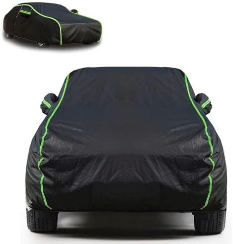 XMYAN Funda Coche Exterior Impermeable para 𝖠𝗎𝖽𝗂 A3 Sportback, Cubierta para Auto Transpirable Resistente al Polvo Anti-UV Funda para Coche con Cremallera y Cordón Resistente Al Viento(Black)