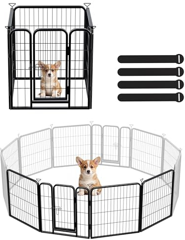 Pvpy Yvrd Dog Playpen for Indoor,Outdoor,Yard, RV Camping,24 inch 4 Panels Dog Play Pen,Heavy Duty Metal Dog Fence,Anti-Rust Coating Dog Fence Exercise Pen for Puppy Medium Dogs（Refill Pack）