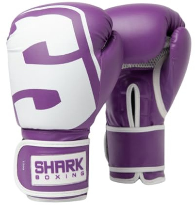 SHARK BOXING Guantes Boxeo Hombre, Mujer, Unisex SKF 3.0 | 14oz, 12oz, 10oz, 16oz | Guantes Muay Thai, Kick Boxing, Boxeo (Lila, 12oz)