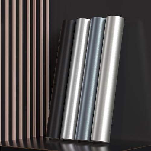 Carta Adesiva Acciaio Inossidabile Spazzolato 5M (16.4FT), Carta da Parati Metallizzata, Autoadesiva per Piani di Lavoro Spazzolati, Effetto Metallo, per Frigorifer(Size:40CM,Color:sub-so-silver)