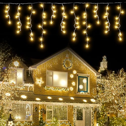 SMITHROAD Guirlande Lumineuse de 10m avec 400 LED Rideau Lumineux avec Minuteur, 8 Modes pour Intérieur et Extérieur pour Fêtes Mariages Balcon Jardin Décoration de Noël.