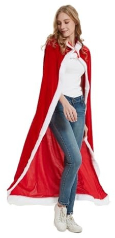 Mantel Cape Lång Huvad Sjal Scenframträdande Cape Julkostym Festkläder(150cm)