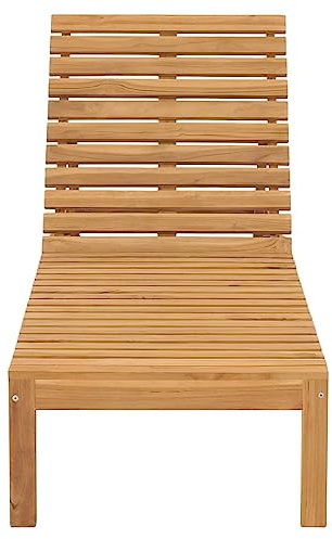 Generico Tumbona de madera maciza de teca, tumbona de jardín