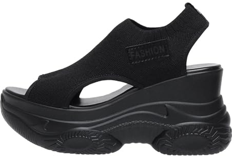 Damsportsandaler, sommar, platåsandaler, dam, elastiska ortopediska sandaler, öppen tå, andas, platåsandaler, slip-on, mjuka sulor, fritidssandaler, båge, stöd, utomhussandaler
