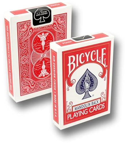 Bicycle Svengali Deck ROT, Zauberkarten mit Mandolin Back inkl. Online-Instruktionen, Gaff Deck für Kartentricks Lernen, Coole Zaubertricks mit Kartendecks, Mental Magic Pokerkarten Gimmick