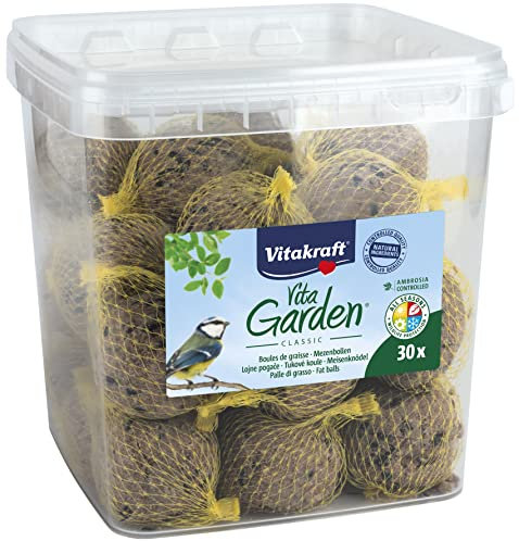 VITAKRAFT - Vita Garden - Seau de Boules de Graisse avec Filets pour Oiseaux du Jardin - Alimentation Complète Pour Oiseaux Toutes Saisons - 30 unités