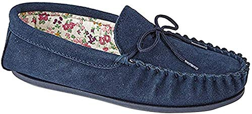 Mokkkers Lily läder mockasin toffel textil blommigt foder
