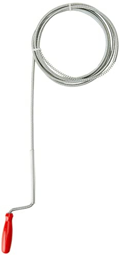 Ribimex PRFD25, Desatascador de tuberías 2,5 m, Ø 6 mm, gris y rojo