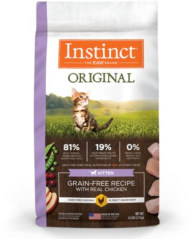 Instinct Original Kitten Dry Cat Food, Raw Coated Kibble, High Protein, Grain Free Recipe - Real Chicken, 4.5 lb. Bag