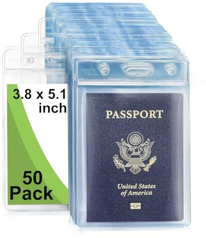 Fushing Pack de 50 plástico transparente vertical Badge titulares, nombre Tag titulares, titulares de la tarjeta (XL)