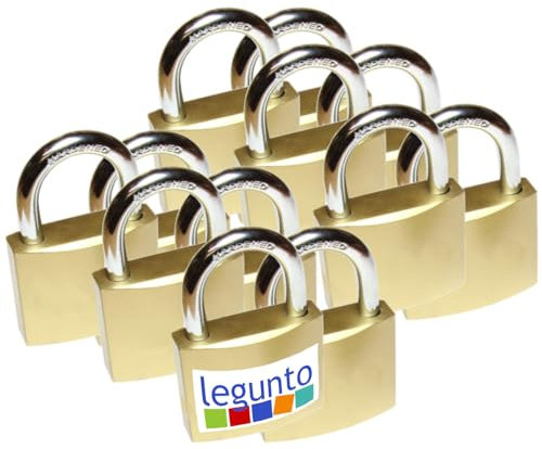 legunto® 12 Vorhängeschlösser – ein Schlüssel für alle - praktisch und sicher - 72 weitere Ersatzschlüssel, passend für jedes der gleichschließenden Schlösser