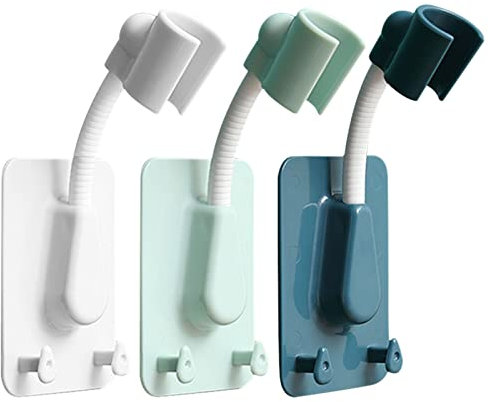 Jicyor 3 Pezzi Supporto Soffione Doccia Regolabile 360 Gradi Roteare Staffa Ugello Doccia Montaggio a Parete Non Richiede Punzonatura Supporto Doccia a Mano Bianco per Il Bagno