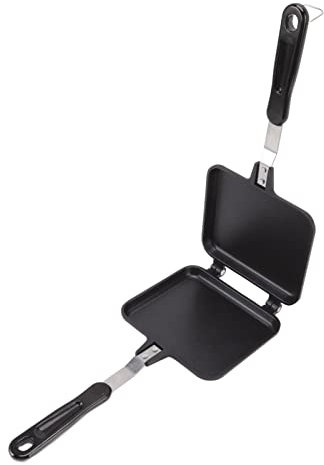 Buachois Poêle à Frire Double Face, 35 x 15 cm Carrée en Alliage d'Aluminium Poêles à Rabat Antiadhésives Oeufs Sandwichs Crêpes Omelette Poêlon Casserole de Cuisson pour Induction Électrique