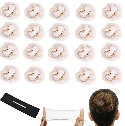 Retine per Capelli Invisibili,Reti per Capelli Marroni,Retine per Capelli con Bordo Elastico,Retina per Capelli Chignon,Retine Capelli per Chignon per Balletto, Danza, Infermiera e Così Via(20 Pezzi)