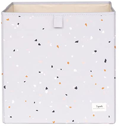 3 Sprouts - Faltbox – Stoffbox für Kallax Regal, Aufbewahrungsbox für Kinderzimmer, 33x33x33 cm - Terrazzo Grau