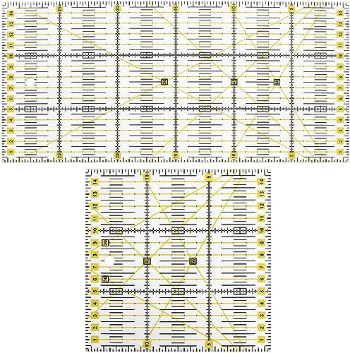 ASelected 2er-Set Patchwork-Lineal, 15 x 15cm/15 x 30cm Acryl Quilten Lineal mit Skala, Patchworklineal zum Nähen, Universal Schneider Lineal Ideal zum Nähen, für Grafiken, Scrapbooking