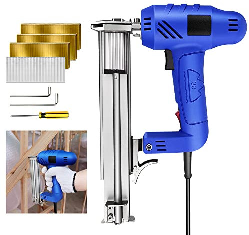 Electric Nail Gun Staple Gun 2-in-1 Heavy Duty with 300x Staples and 100x, for Fabrics Upholstery Wood Carpet Home Improvement and Woodworking