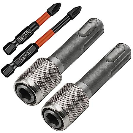 FAINCA Vástago Hexagonal 2 Piezas Adaptador Sds para Taladro + 50 mm Broca Cruzada de 70 mm, Hexagon Socket Hex Shank Brocas Conversor Socket Accesorios para martillos perforadores SDS
