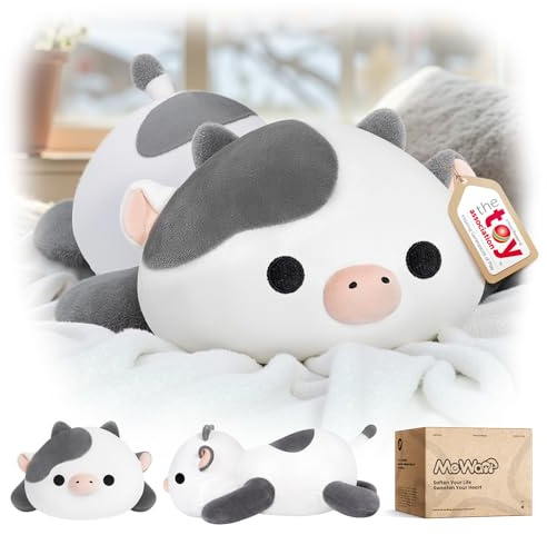 Mewaii Cow Teddy Cute Plushies, Ultra-Soft, 33cm (13in) | Cuddle-Friendly Shape, Machine Washable, Desk Display, Desk Decor, Gifts For Kids & Cow Lovers