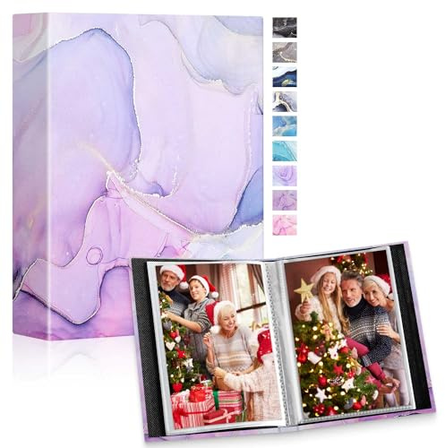 Lanpn Album Fotografico 10x15 50 con Tasche 2 Confezioni, Piccolo Mini Cuoio Porta Foto Album Portafoto Verticale Tascabile Tasca