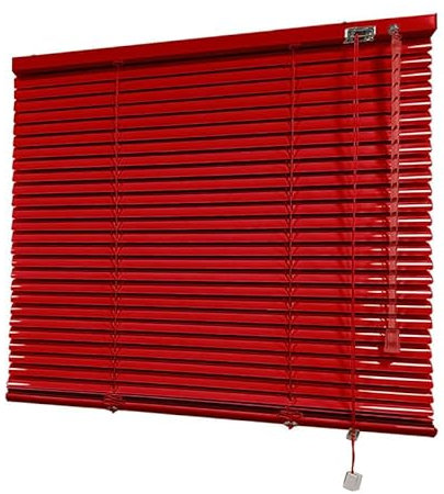 Venecianas Aluminio 25mm. Color Rojo. Medidas 38 cm x 60 cm. Elija una Medida Superior y contactaremos para su Ajuste sin Cargo.