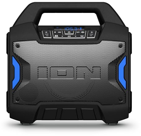 ION Tailgater Boom - Outdoor Portable Bluetooth Speaker with Mic in, FM Radio, USB Port, Battery, IPX5 Water-Resistant, Wireless Stereo-Link, App, 60W