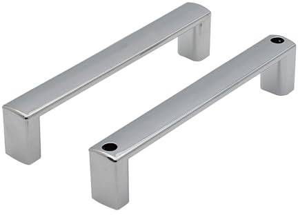 Set maniglie per porta doccia dentro-fuori cromato lucido in ABS, design squadrato con fissaggi inclusi