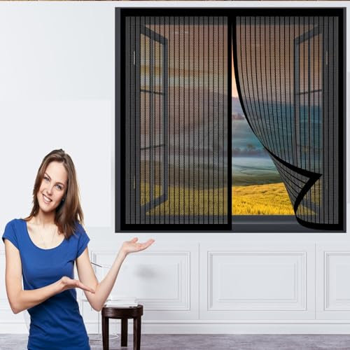 Mosquito Insects Window Screen 172 x 92 cm(68 x 36inch) Mosquito Protector Net Mosquito Bug Protection Without Drilling Easy to Install Fly Net for Windows for Windows Doors Patio, Black