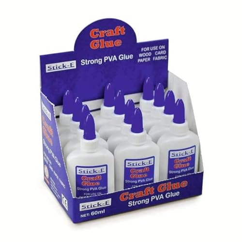 Stick-E PVA White Glue 60ml Bottle, Box of 24