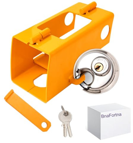BnaFortna Lucchetto per Rimorchio - Antifurto Rimorchio,Serratura per Rimorchio,Antifurto Gancio Traino,Adatto per Rimorchio e Caravane(Giallo)