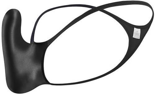 Faringoto Intimo Perizoma da Uomo a Vita Bassa G String T-Back con Tasca Rigonfia Setosa e Lucida, nero, Grande