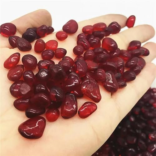 50-1000g de gravier de verre rouge émaillé coloré cristal Bouddha aquarium aquarium vase pierres 8-12mm cristaux de quartz naturel-rouge-100g