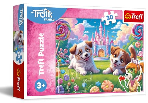 Trefl – The Treflik Family, Le Monde Plein de Sourire – Puzzles 30 Pièces – Puzzles Colorés avec des Chiens, Divertissement Créatif, Loisir pour Les Enfants à partir de 3 Ans