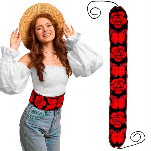 Cuitáxi Traditional Embroidered Mexican belt for women adjustable - Cinturones de mujer bordados hecho en mexico - mexican belt sash - women's belts embroidered