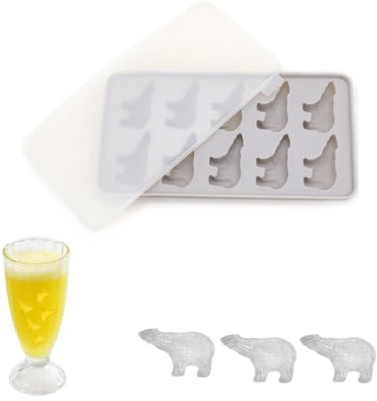 Bierkastenkühler Flaschenkühler süße Eisbär-Silikon-Eisgitter mit Deckel, Eismodell, selbstgemachte Eiswürfel Flaschenkorken Für Flaschen (White, One Size)