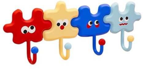 Colorful Wall Hooks, No-Drill Installation, Abs, Self-Adhesive Coat Hooks Key Holders, Creative Adhesive Holders, Easy Installation, for Hanging Hat, Key, Towel, Scarf, Bags, Punch Free