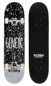 Story Original Skateboard Genetic | Realizzato in legno a 7 strati | Nastro antiscivolo ad alta trazione | 78 cm x 20 cm (nero)