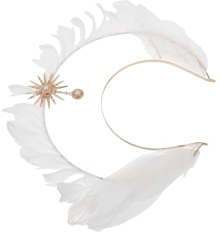 PAMINGONO Coiffe Halo Blanche pour Costume D’Halloween Femme Serrage-Tête Léger en Métal Réutilisable Accessoire Cosplay et Mariage Ornement de Cheveux Couronne Diadème Renaissance Fête