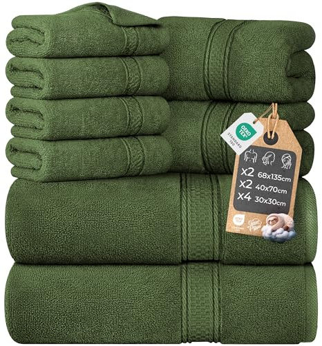 Cloud Pillow Juego de Toallas 8 Piezas – 100% Algodón – 2 Toallas de Baño 68x135cm, 2 Toallas 40x70cm y 4 Toallitas 30x30cm – Suaves, Muy Absorbentes y Duraderas