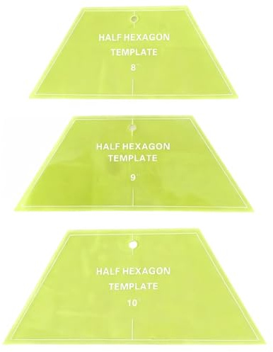 Vestamore Half Hexagon Quilting Template Set, 3 Pcs Acrylic Patchwork Rulers, 8 In 9 In And 10 In, Diy Sewing