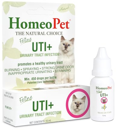 HomeoPet Feline UTI Plus Urinary-Tract Relief, Urinary-Tract Support for Cats, 15 Milliliters