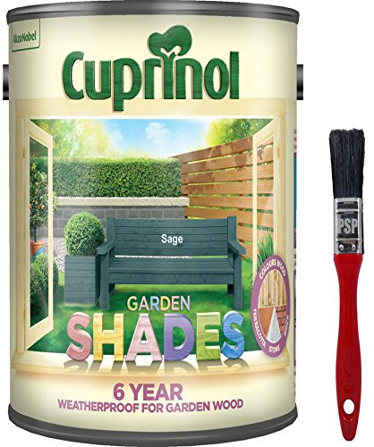 New 2018 Improved Formula Cuprinol Garden Shades Sage 5L. Now Offers 6 Year Garden Wood Weather Protection. Includes PSP Touch up Wood Care Brush.