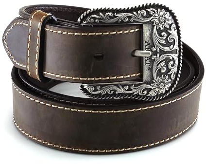 ARIAT Women's Basic Heavy Stitched Belt, Brown, Large
