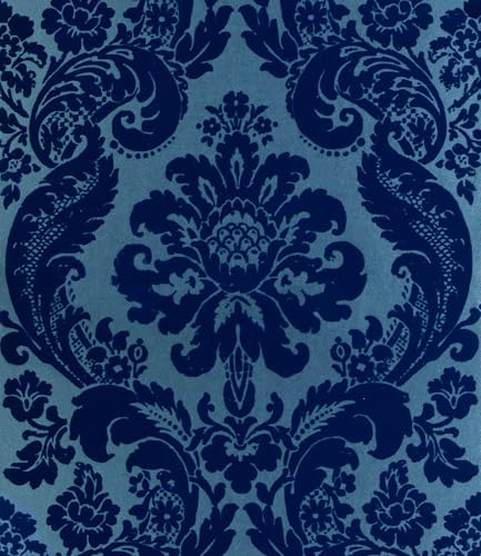 A-Street Prints 2763-87310 Shadow Flocked Damask Wallpaper, Blue