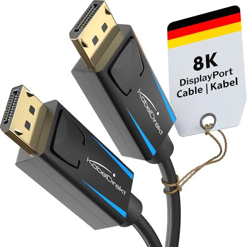 KabelDirekt – 4K & 8K DisplayPort Kabel, 240Hz – 1,5m – erhältlich in 1m bis 5m – DP Kabel für alle DisplayPort-Anschlüsse (DisplayPort 1.4, erreicht 8K@60Hz an PCs, Laptops, Gaming-Monitoren)