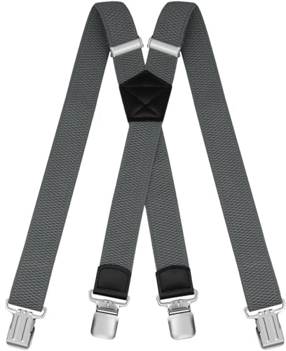 Hombre Elásticos Adjustable 3,8 cm Ancho tirant para Pantalones Elegante Retro X Forma Tirantes Caballero Para Hombre y Mujer, Longitud 120 cm (Gris)