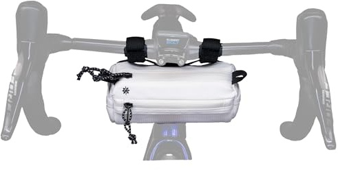 Lumiere & Co. Borsa da manubrio per bicicletta - Resistente, disponibile in diverse dimensioni e colori - Doppie cinghie elastiche, clip e chiusura a strappo (Mini, White)